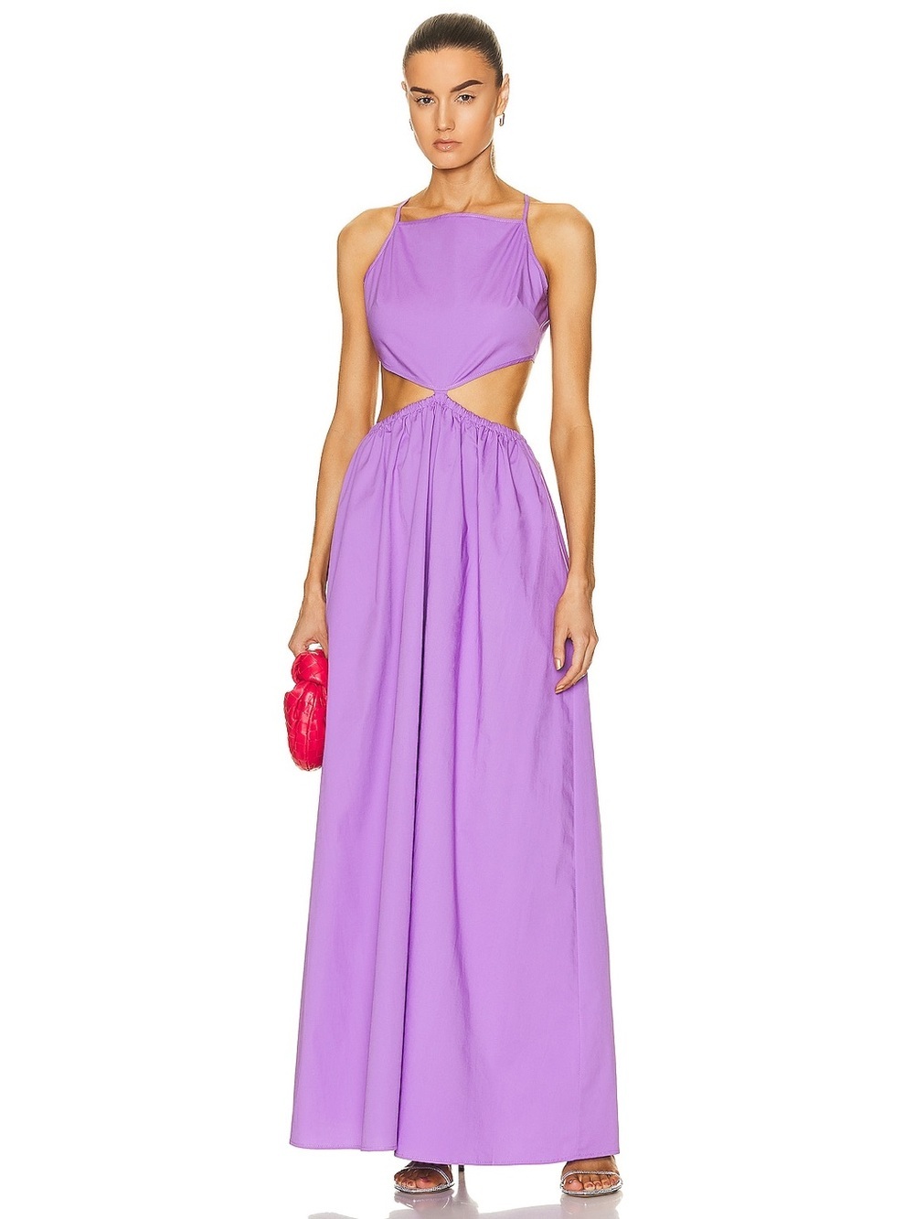 STAUD Lavender Cutout Halter Maxi Dress NWT Size XL